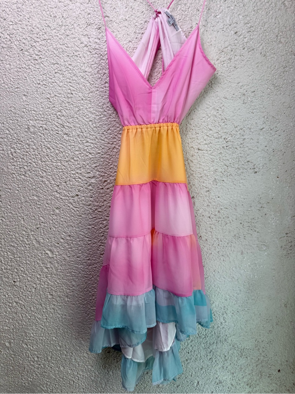 White Birch Tiered Rainbow Sunset Dress